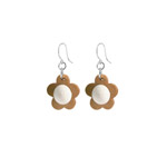 Brown and white flower earrings - Lootus