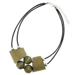 Olive green wooden necklace 'Fontana'