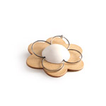 brown and white flower brooch