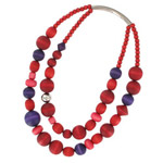 wooden bead necklace in mixed red