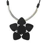 black flower pendant necklace Orkidea