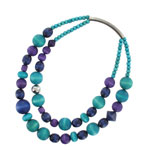 Mixed blue wooden necklace 'Rentukka'